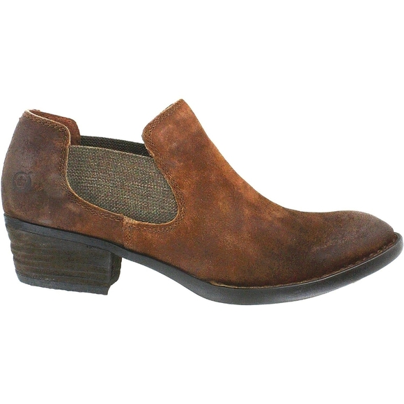 Born Womens Dallia Rust Tobacco Distressed Suede Ankle Bootie 10 Brown Slip On - Picture 1 of 9